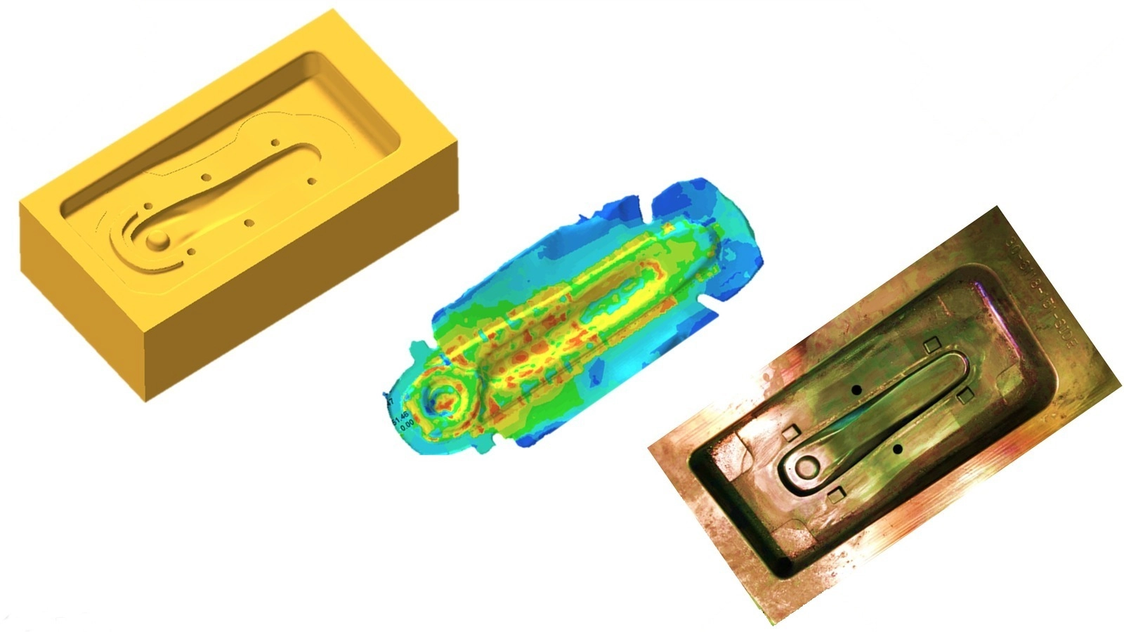 Die CAD model, forming simulation and finished forging die for a crank arm